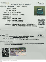 2.89/CT Natural Panna Stone with Govt. Lab Certificate (45510)